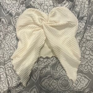 Cream Textured Summer Tube Top